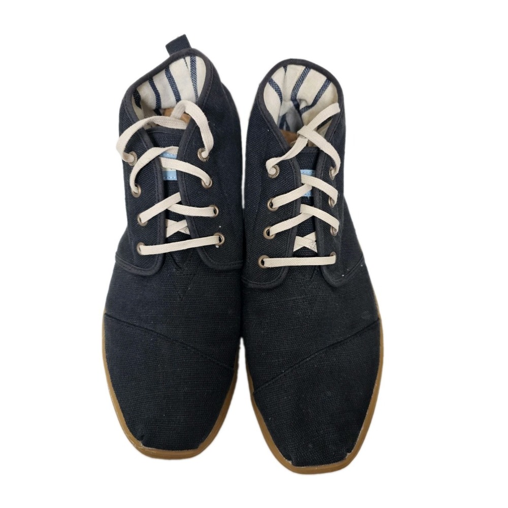 TOMS Heritage High Top Sneaker Shoes Mens 11.5 Black Lace Up Casual Boat